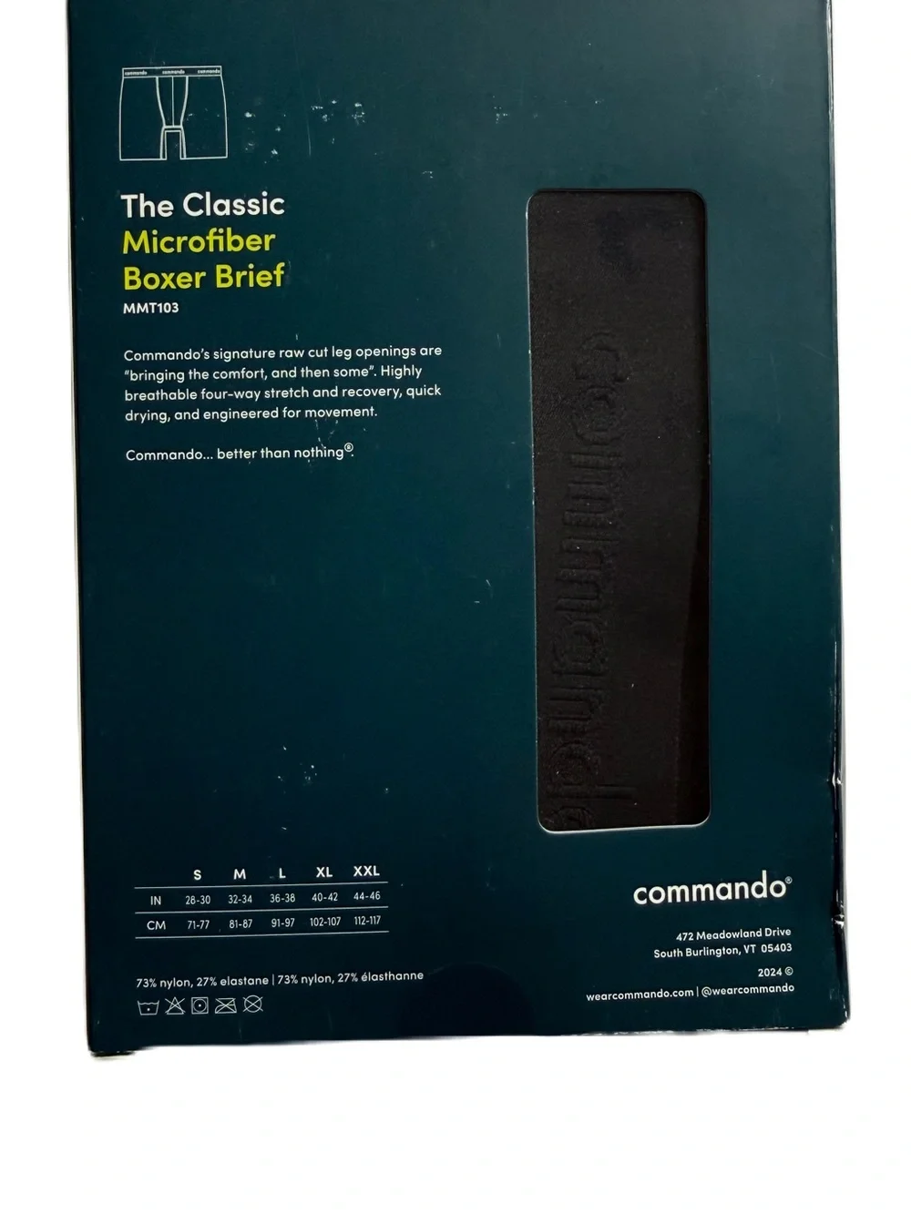 Commando The Classic Microfiber Boxer Brief Size XL NWT Black